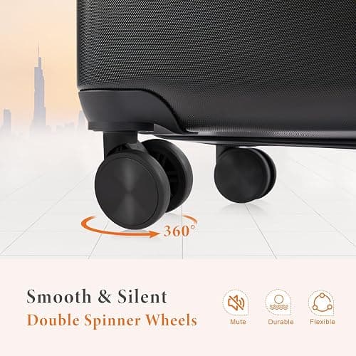 Sweetcrispy Carry on Luggage, Hard Shell ABS Suitcase with Double Spinner Wheels, Lightweight Expandable Rolling Suit Case with TSA Lock, 20 Inch Bronze Black thumbnail 4