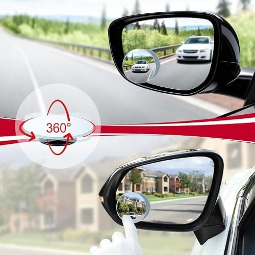 LivTee Blind Spot Mirror, 2" Round HD Glass Frameless Convex Rear View Mirrors Exterior Accessories with Wide Angle Adjustable Stick for Car SUV and Trucks, Pack of 2 thumbnail 5