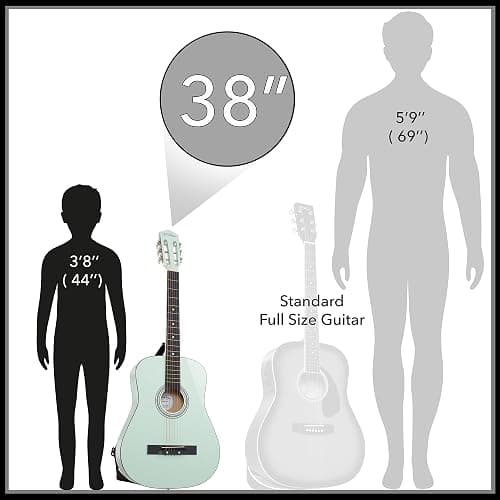 Ashthorpe 38-inch Beginner Acoustic Guitar (Mint Green), Starter Kit with Gig Bag, Extra Strings, Strap, Picks, and Lessons thumbnail 3