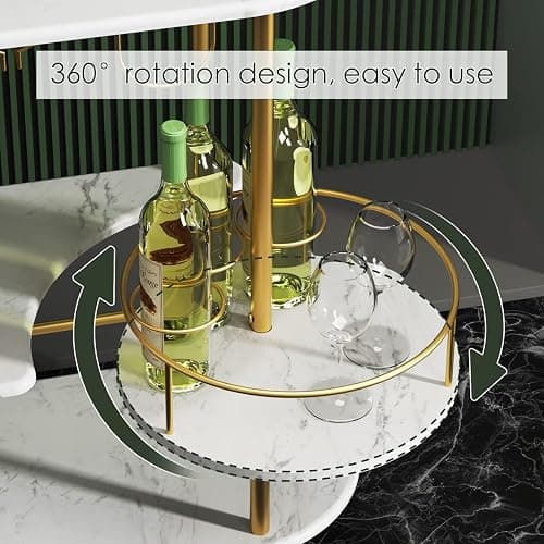 PAUKIN Gold Bar Carts with 4-Tier Storage Shelves, Mobile Bar Serving Cart with Wine Rack and Glass Holder, for The Home, Kitchen, Living Room, Dining Room thumbnail 4