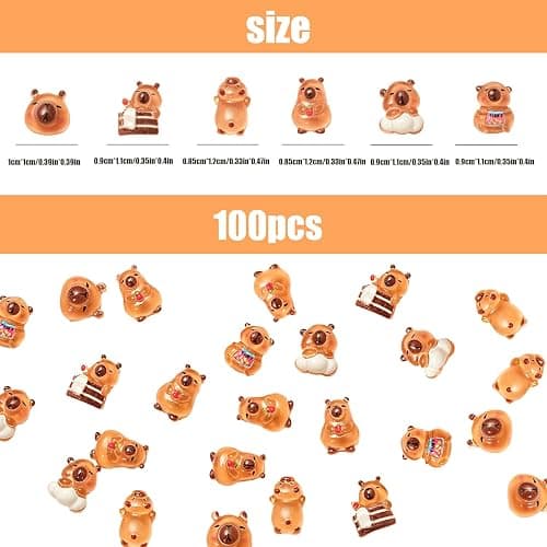 UPCSKDA 200PCS Mini Resin Animals Miniature Capybara Little Figures for DIY Craft Micro Landscape Fairy Garden Aquarium Dollhouse Potted Plant Decoration (Capybara) thumbnail 4