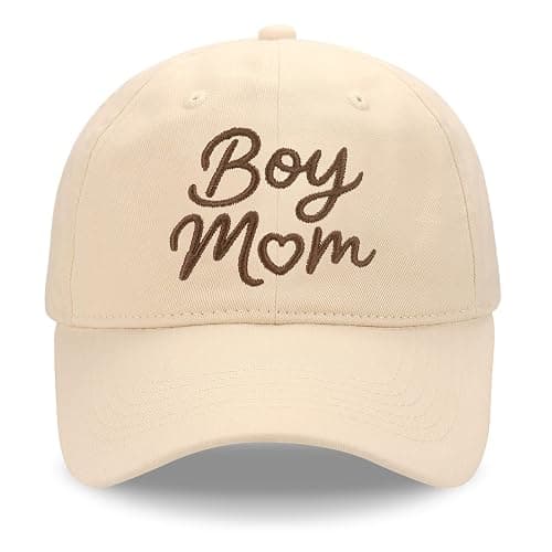 Boy Mom Hat, Adjustable Size Baseball Cap, Gift for Mother’s Day Birthday Christmas Beige - Image 1