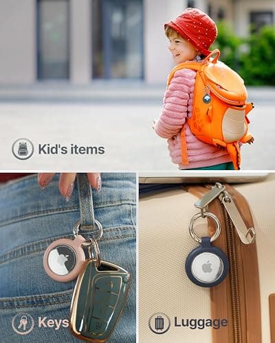 Airtag Keychain Holder for Apple Airtag, Soft TPU Case & Protective Cover with Scratch Resistance, Airtag Case Holder for Pet Collar, Kids, Luggage, Keys Pink thumbnail 6