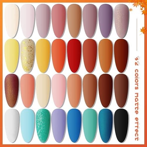JODSONE 36 Pcs Gel Nail Polish Kit with U V Light of 32 Color Gel Polish Nail Collections Base and Top Glitter Coat Manicure Tools thumbnail 8