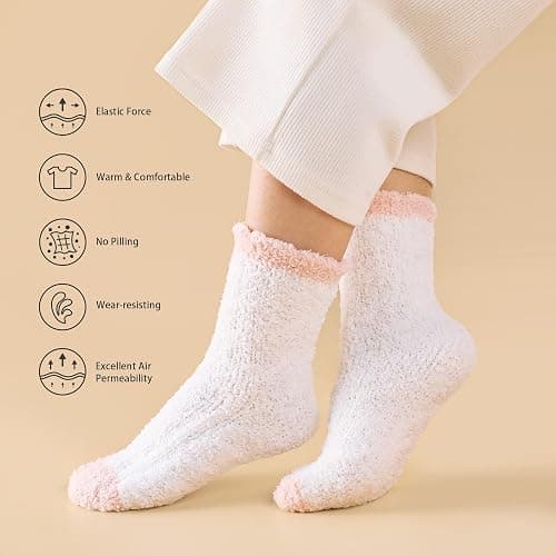 fauson Fuzzy Socks for Women, Fluffy Socks Womens, Cozy Slipper Sock for Women, Womens Winter Warm Fuzzy Sleeping Sock thumbnail 6
