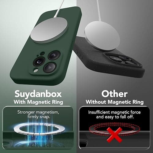 SuydanBox Magnetic for iPhone 14 Pro Case, Compatible with MagSafe, [Full Camera Protection][Screen Protector] Silicone Shockproof Protective Phone Case for iPhone 14 Pro 6.1", Alpine Green thumbnail 9
