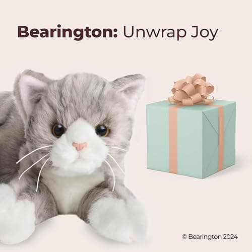 Bearington Socks Stuffed Cat Plush - 15" Realistic Grey Tabby Cat Plush Toy with Soft Fur and Lifelike Details - Stuffed Kitty - Adorable Cuddly Kitten Plushie Gift for Kids and Toddlers thumbnail 5