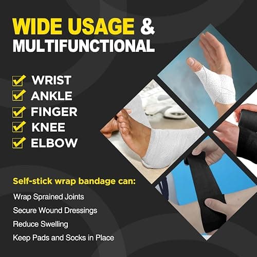 OK TAPE 12 Rolls Self Adhesive Bandage Wrap, Elastic Athletic Tape, Self Stick Bandage Tape, Vet Wrap, Medical Wrap for Wrist, Feet, 2" x 5 Yards - White thumbnail 3