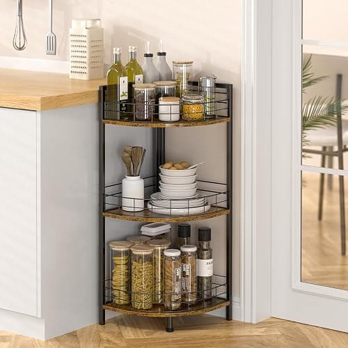 DAOUTIME Bathroom Standing Shelf, 3 Tier Corner Stand, Free-Standing Shelf Units, Triangular Curved Corner Shelf Stand for Small Space, Ideal for Bathroom,Kitchen,Vanity Storage and Organizer thumbnail 3
