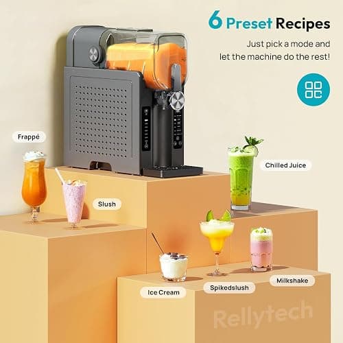 Rellytech Slushie Machine for Home - No Ice Needed Slushy Maker Ice Cream Maker, Professional Frozen Drink Maker, Auto Self-Cleaning, 6 Preset Programs, Frozen Margaritas, Frappés, Milkshake thumbnail 6