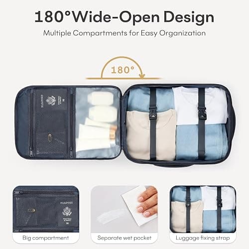 mibasies 30L Travel Backpack for Women & Men: Carry On Luggage Flight Approved, TSA Laptop Backpack with Water Bottle Pocket, Personal Item Bag Fits 15.6" Laptop for Weekender Business - Navy thumbnail 6