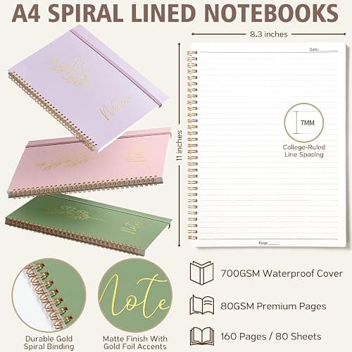 58PCS Aesthetic School Supplies, Cute College Ruled A4 Spiral Notebook Stationary Set Back to School Supplies Bible Study Kit Office College Essentials with Pastel Highlighters for Women Student Girls thumbnail 3