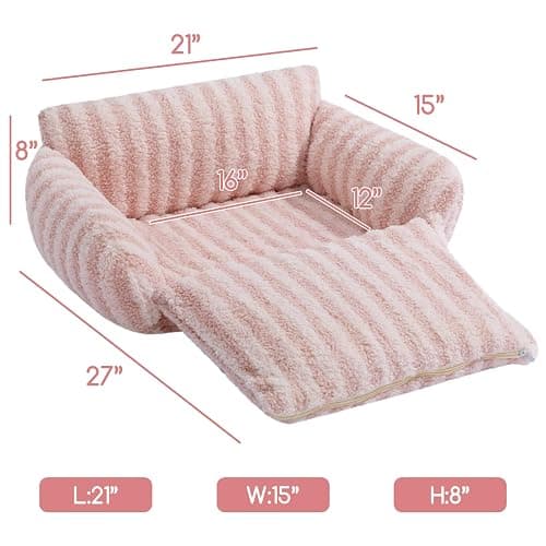 Hollypet Cat Bed Fluffy Plush Mutifuctional Double-Layer Soft Pet Couch Orthopedic Sofa Nest Beds for Small Cats and Dogs, Pink (21x15x8 inch) thumbnail 3