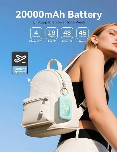 RORRY CharmGo Portable Charger, 20000mAh PD 30W Portable Charger Power Bank | Built-in Cables, Fast Charging Keychain Portable Battery Pack, Travel Essentials for iPhone, Apple Watch, iPad thumbnail 4