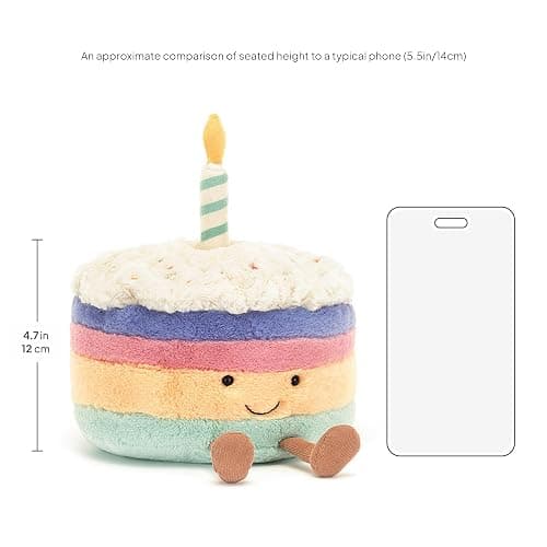 Jellycat Amuseables Rainbow Birthday Cake Stuffed Toy, Medium 6 inches - Dessert Plush - Birthday Gift thumbnail 2