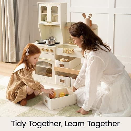 Tiny Land Play Kitchen for Kids with Enhanced Storage – Modern Toddler Kitchen Playset with Stove, Sink & Accessories, Organized Wooden Toy Kitchen, Ideal for Toddlers thumbnail 6