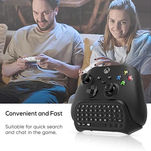 Keyboard for Xbox Series X/S, One/One X/S, Elite One/2 Controller, Wireless Gaming Chatpad Message Keypad with USB Receiver, Audio/Headset Jack Accessories for Xbox (Controller Not Included), Black thumbnail 8