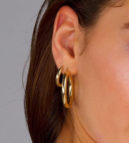 18 Pairs Gold Hoop Earrings for Women, Chunky Statement Hoops Set | Hypoallergenic, Earrings Pack, Open Hoops, Pearl, Twisted, Multiple Sizes, Lightweight for Daily Wear, Ideal Gift thumbnail 4