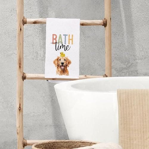 Yomisex Golden Retriever Gifts Bathroom Decor Hand Towels, Bath Time Golden Retriever Decorative Hand Towels for Kids Bathroom Decor 16x24 Inch thumbnail 5