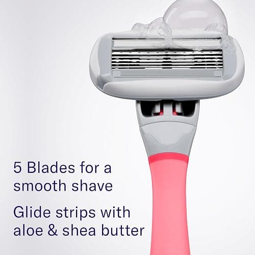 Flamingo Shaving Razor Set for Women - Original Razor Handle, 4 Blade Refills, and Shower Holder - Pink thumbnail 2