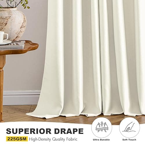 MIULEE Cream Blackout Curtains for Bedroom Living Room 63 Inches Long 2 Panels, Thermal Insulated Room Darkening Drapes Solid Grommet Noise Reduction Light Blocking Window Treatments 40x63 Inch thumbnail 5