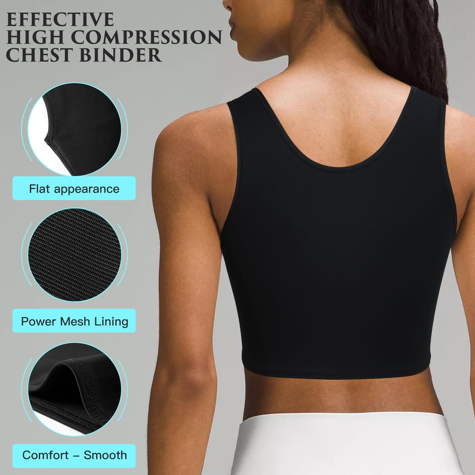 XUJI Half Chest Binder for Transgender Compression - FTM Pullover Design Binder thumbnail 3