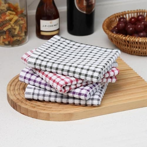 Oeleky Kitchen Dish Rags for Washing Dishes, 100% Cotton Dish Cloths | Good absorption, for cleaning drying wiping, dish cloths ,quick dry, 100% cotton,12x12 inches, pack 8, small dish towels thumbnail 2