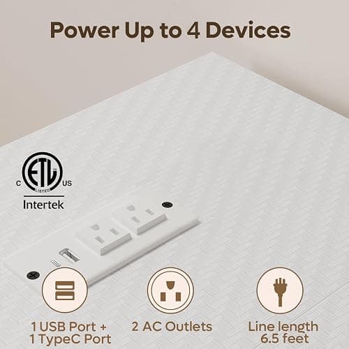 Bestier White Computer Desk with Charging Port & LED Strip,42 inch Modern Gaming Desk with Reversible Storage Shelves,Small L Shaped Desk with Hooks for Home Office - 42 Inch - White Carbon Fiber thumbnail 5