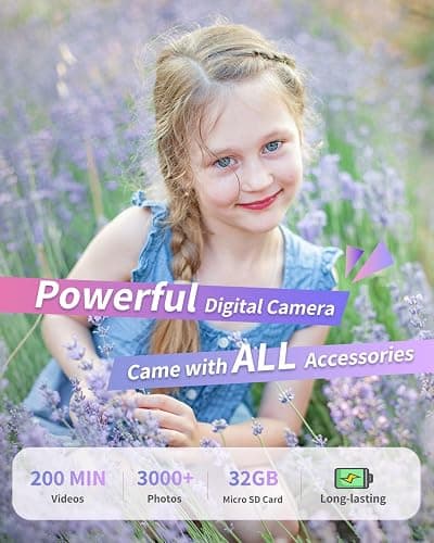 Digital Camera, Kids Camera FHD 1080P Point and Shoot Camera with 16X Zoom Anti Shake, Small Compact Camera for Teen Starter Children Kid Student Girl Boy(Purple) thumbnail 7