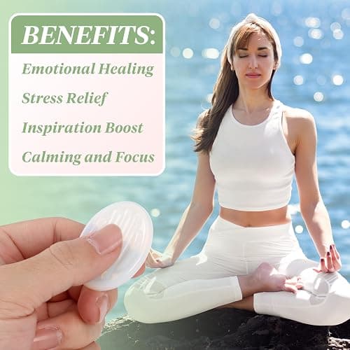 3 Pcs Thumb Worry Stones Green Aventurine Chakra Striped Opalite Anxiety Palm Stone Crystal Hand-Carved Healing Stones with 3 Kraft Cards Grounding Soothing Stones for Anxiety for Relief Meditation thumbnail 9