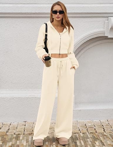 LOMON Women's Sweatpants Wide Leg Fleece Lined Sweat Pants Spring Winter Clothes 2026 Baggy Drawstring Joggers with Pockets thumbnail 6
