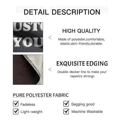 KHYOPQJ Custom Tapestry Upload Images/Text Customized Tapestry Wall Hanging Backdrop for Bedroom Customize Personalized Tapestry Backdrop 60x90 inch Vertical, White - 60L" x 90W" - White thumbnail 6