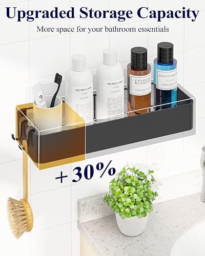 Kitsure Shower Caddy - 2 Pack Adhesive Shower Organizer, Rustproof Metal Shelves, No-Drill Bathroom Organizers and Storage, Black, XX-Large thumbnail 6