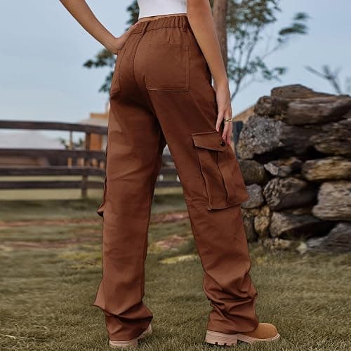 Cargo Pants Womens Jeans Parachute Loose Fit Wide Leg Pants Fashion Y2K Sweatpants Workout Athletic High Waisted Pants thumbnail 3