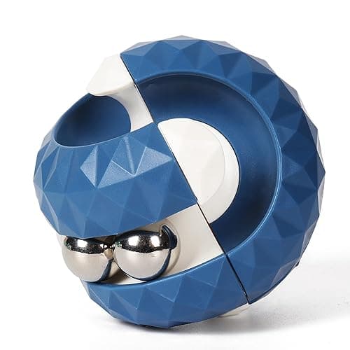 Yiran Rotating Cube Bead Orbit Ball Maze Ball Fidget Hand Spinner Sensory Toys Anxiety and Stress Relief Fingertip Gyro Educational Puzzle Games for Interactive Toys Kids and Adult - Blue