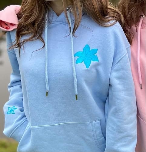 Preppy Embroidered Flower Hoodies for Teen Girl Women Y2K Back Graphic Printed Oversized Pullover Hooded Sweatshirts thumbnail 2