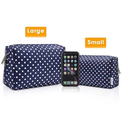 Narwey Cute Makeup Bag Travel Cosmetic Bag Organizer Toiletry Bag Make Up Bags with Compartments for Women Girls (Large, Polka Dot) thumbnail 6