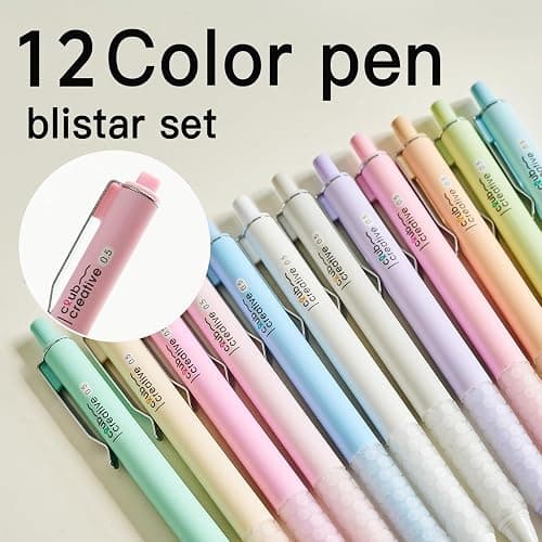 LuminoMei Blue Ink Pens, Gel Pens 0.5mm, Fine Point Smooth Writing Pens, 12 Count Pens Set, Pastel Gel Pens with Blue Ink, Functional & Pretty Pens for Office, School, Journaling, Writing thumbnail 5