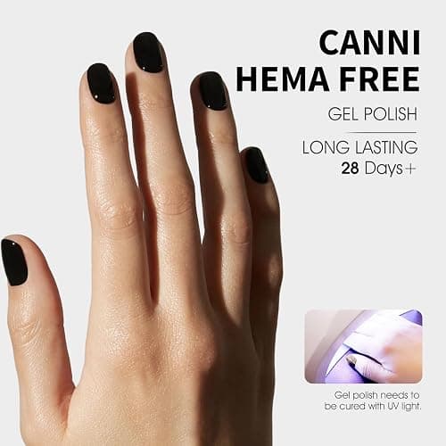 CANNI 2Pcs Hema-Free Black Gel Nail Polish Set- 2Pcs Black Colors Gel Polish Kit, Soak Off LED Nail Gel Manicure Kit DIY at Home Salon Gifts for Women Girls thumbnail 3