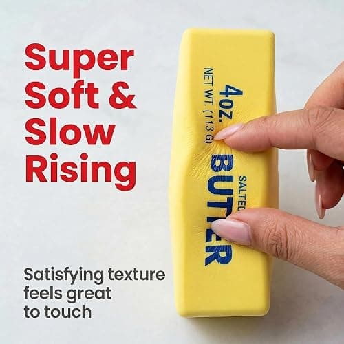 Slow Rising Squishy Toy Non Toxic PU Durable Portable Fidget Stress Relief Dumping Squishy Cheese Squishy Ideal for All Ages Relaxation and Mood Enhancement Travel Friendly Easy to Carry (Butter) thumbnail 3