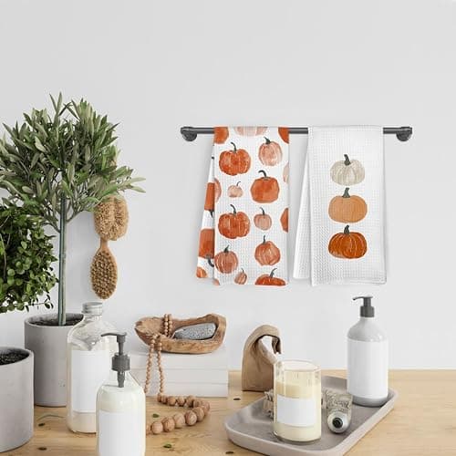 KFXHANGD Fall Pumpkin Decor Kitchen Towels and Dishcloths Set of 2, Fall Thanksgiving Day Hand Dish Towel, Farmhouse Autumn Pumpkins Decorative Hand Tea Towels for Bathroom Kitchen, 16×24 Inch thumbnail 7