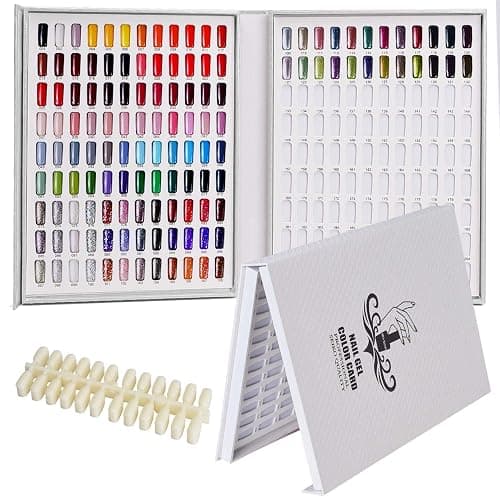 Noverlife Professional 216 Nail Colors Chart, White Nail Gel Polish Display Card Book, Nail Art Salon Nail Design Display Booklet, Nail Color Swatches Nail Practice Card Design Board thumbnail 7