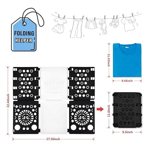 BoxLegend Version 3 Shirt Folding Board T Shirt Clothes Folder Durable Plastic Laundry Folders Folding Boards Helper Tool for Adults and Children (Black&White) thumbnail 2