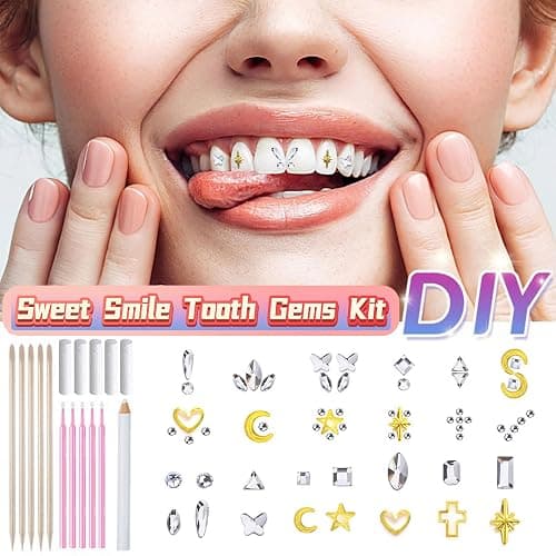 Generic Tooth Gems Fashionable DIY Teeth Jewelry with Shiny Crystals, Tooth Gems Decoration Starter Kit, gold and silver thumbnail 3