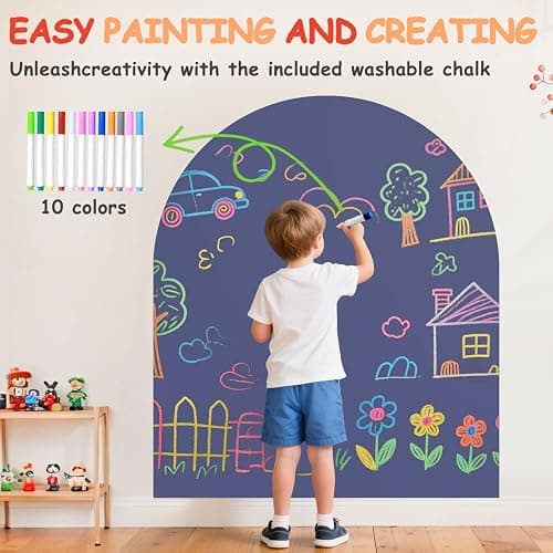 OMKSIH Arch Magnetic Wall Decal for Kids 40x32 Inches Magnetic Chalk Board Sticker Magnet Chalkboard for Wall Peel and Stick Self Adhesive Blackboard Multifunctional for Playroom Home Office School thumbnail 4
