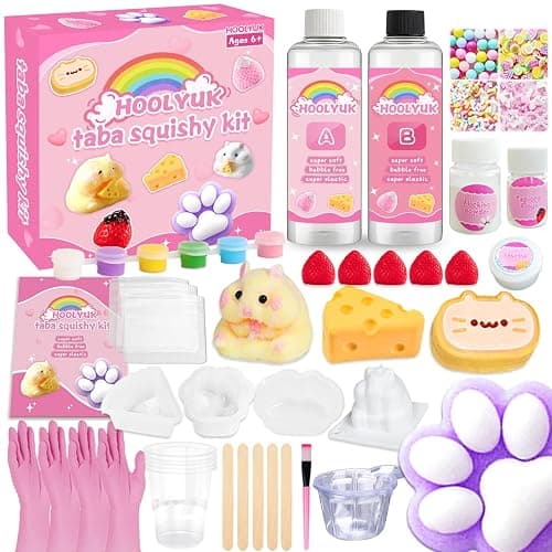 HOOLYUK Taba Squishy Kit, DIY Squishy Making Kit 1:1 AB Liquid Silicone, FuFu Squishy Kit with Mold, Flocking Powder - Stress Relief Entertainment Gifts for Any Occasion - Image 1