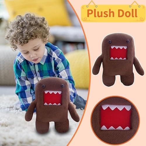 11.8" Domo Monster Plush, Funny Stuffed Figure Throw Pillows for Home Decor for Anime Fans (Brown) thumbnail 5