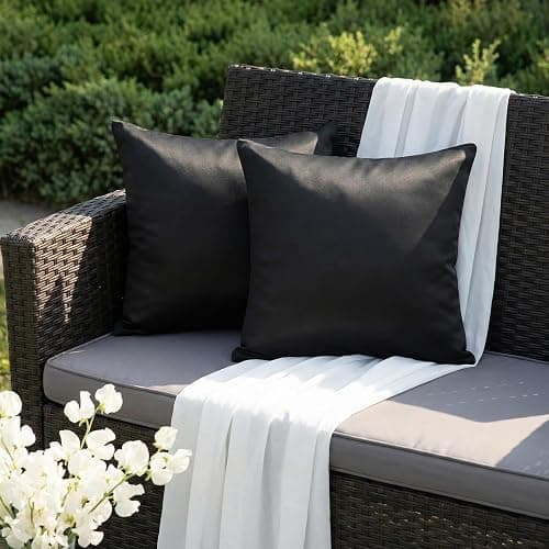 Faylapa 4 Pack Christmas Satin Throw Pillow Cases,Black Heavy Silk Satin Decorative Pillow Covers Solid Dyed Soft Pillow Cover Home Decor,16" x 16" (Case ONLY) thumbnail 2