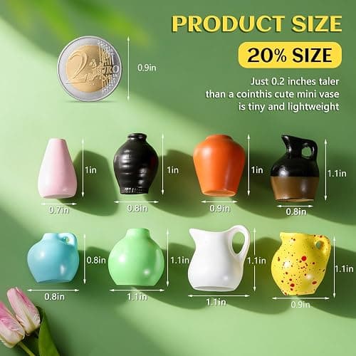 8 Pcs Cute Fridge Magnets Mini Vase Magnets for Fridge with Artificial Flowers, Tiny Ceramic Vase Refrigerator Magnets, Decorative Cute Magnets for Kitchen, Office, Locker, Whiteboard thumbnail 2