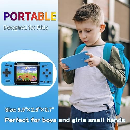 Handheld Game for Kids -Preloaded 220 Retro Video Games, Portable Gaming Player with Rechargeable Battery 3.0" LCD Screen, Mini Arcade Electronic Toy Gifts for Boys Girls (Blue) thumbnail 4